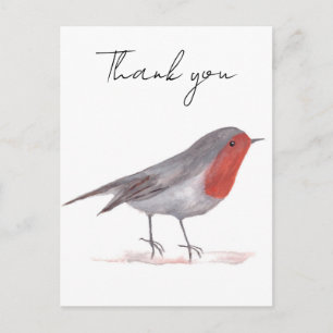 Cartão Postal Pássaro robin aquarela floresta Natal Festivo