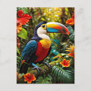 Cartão Postal Pássaro tucano colorido
