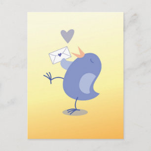 Cartão Postal Pássaro Tweeter bonito com uma carta!