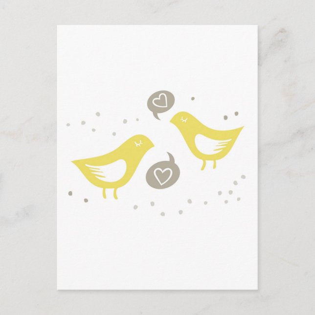Cartão Postal pássaros amarelos que falam sobre o amor (Frente)