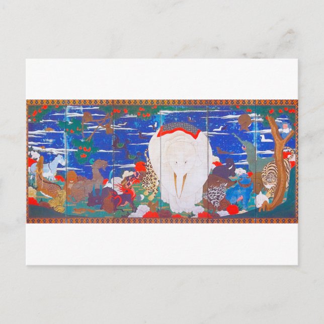 Cartão Postal Pássaros, Animais e Plantas Floridas (Direita) Jak (Frente)