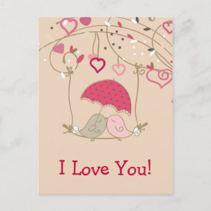 Cartão Postal Pássaros beijando