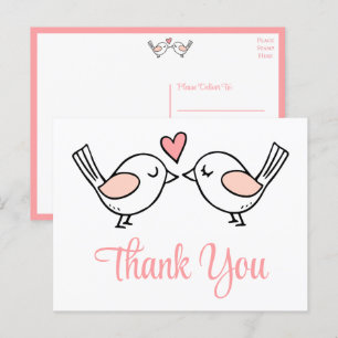 Cartão Postal Pássaros de Amor Lindos Pássaros de Amor Rosa Casa