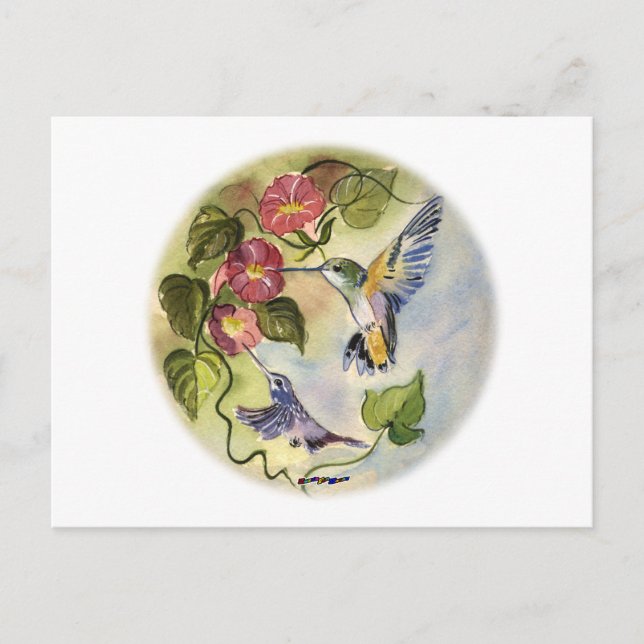 Cartão Postal Pássaros de Humming (Frente)