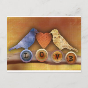 Cartão Postal pássaros do amor