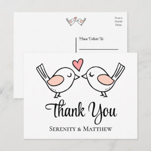 Cartão Postal Pássaros do Amor Preto Rosa Pássaros do Amor Casam