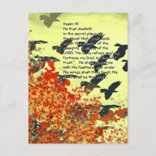 Cartão Postal Pássaros Ele vai te cobrir com suas penas,
