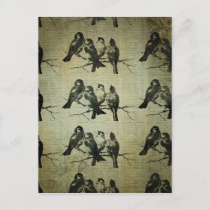 Cartão Postal Pássaros em um Branch BAckground