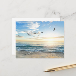 Cartão Postal Pássaros em voo sobre o oceano