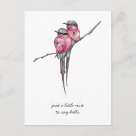 Cartão Postal Pássaros-humanos de pele longa e rosa pensando em