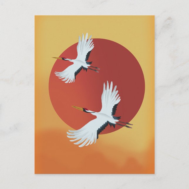 Cartão Postal Pássaros japoneses (Frente)