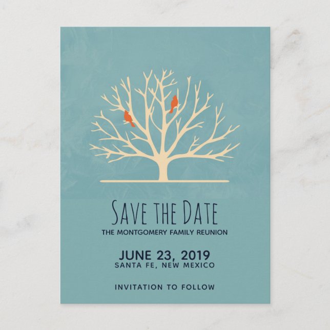 Cartão Postal Pássaros Laranja Modernos em uma Grande Árvore Reu (Frente)