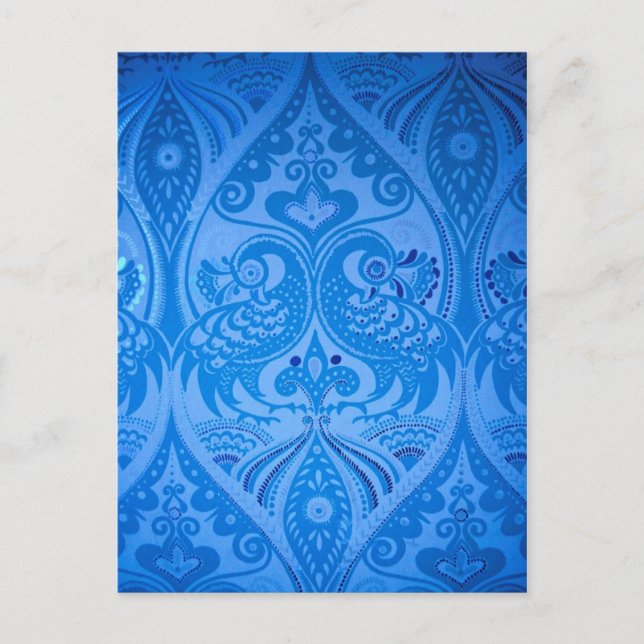 Cartão Postal Pássaros Pavões Orientais Azuis (Frente)