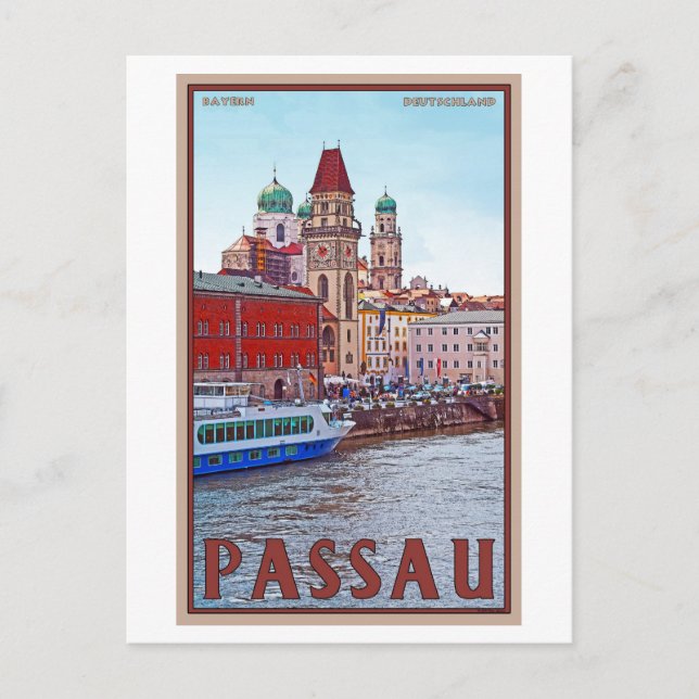 Cartão Postal Passau - Donau Waterfront (Frente)