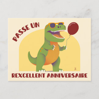 Cartão Postal Passe un rexcellent anniversaire - dinosaure drôle