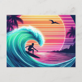 Cartão Postal Passear a onda ao pôr do sol