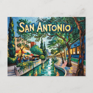 Cartão Postal Passeio à Beira-Rio de San Antonio Texas Van Gogh