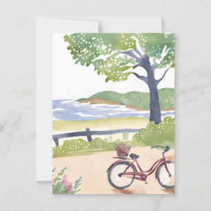 Cartão Postal Passeio de Bicicleta na Ilha   Aquarela de Martha'