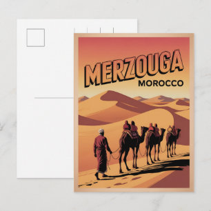 Cartão Postal Passeio de camelo no saara Merzouga Marrocos viage