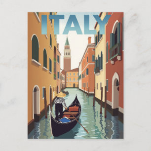 Cartão Postal Passeio de Gôndola no Canal de Veneza na Itália