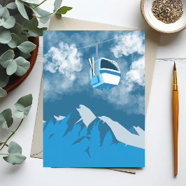 Cartão Postal Passeio de Gôndola | Pintura de Inverno na Montanh