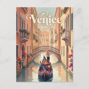 Cartão Postal Passeio de Gôndola Veneziana Itália