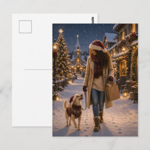 Cartão Postal Passeio de Natal à Noite com Lina