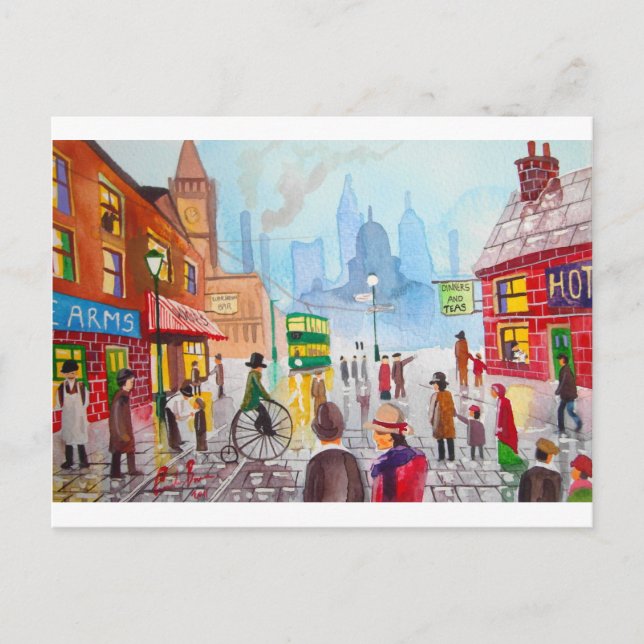 Cartão Postal Passeio de pedestres na cena da rua ocupado Gordon (Frente)