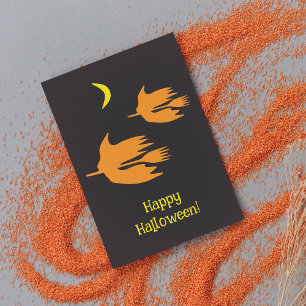 Cartão Postal Passeio de Vassoura Noturno - Feliz Halloween!