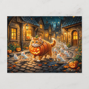 Cartão Postal Passeio pela Cidade de Gatos e Ratos no Halloween