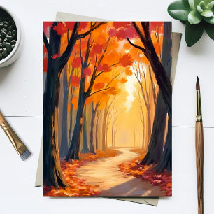 Cartão Postal Passeio pela Floresta de Folhagem Pintura em Aqu