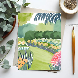 Cartão Postal Passeio pelo Jardim de Flores | Aquarela Floral da