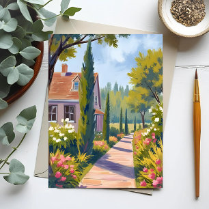 Cartão Postal Passeio pelo Jardim   Pintura a Óleo Caminho Flora
