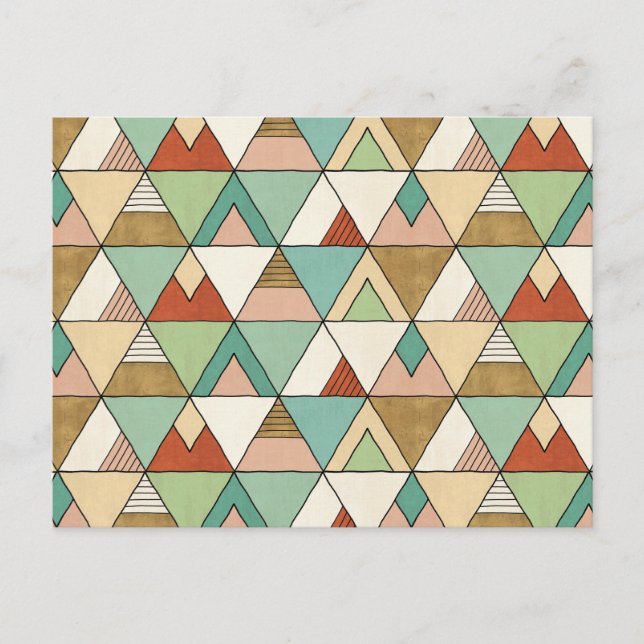 Cartão Postal Passo Geo Sudoeste | Padrão Tribal Desenhado À Mão (Frente)