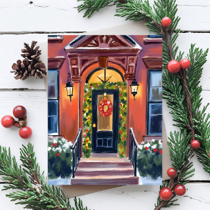 Cartão Postal Passos de Natal Aquarela de Férias de Inverno