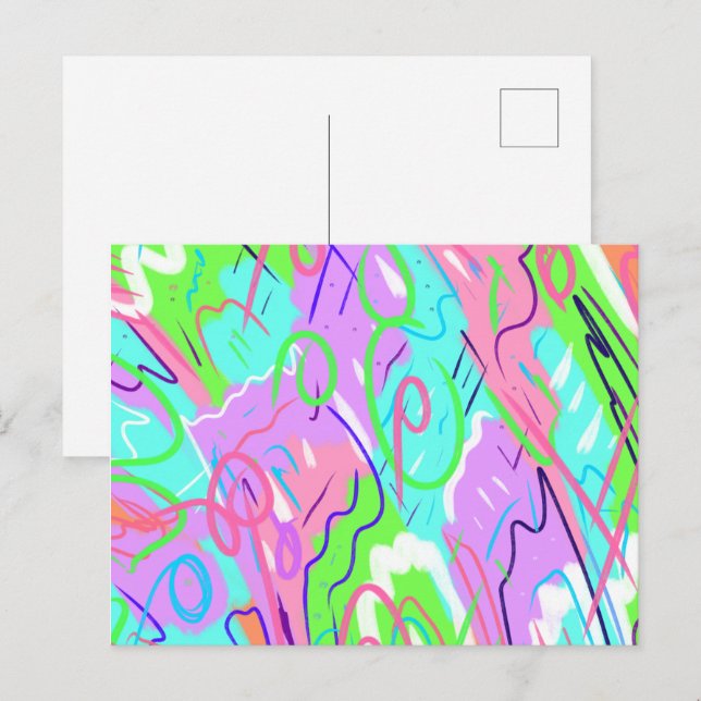 Cartão Postal Pastel Abstrato Pop (Frente/Verso)