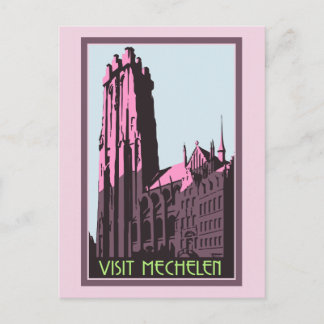 Cartão Postal Pastel art deco visita Mechelen Belgium viagem
