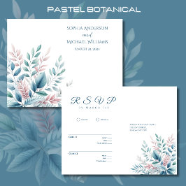 Cartão Postal Pastel Botânico-RSVP-Casamento- Cartão-postal