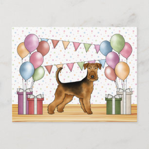 Cartão Postal Pastel Colorido de Aniversário do Airedale Terrier