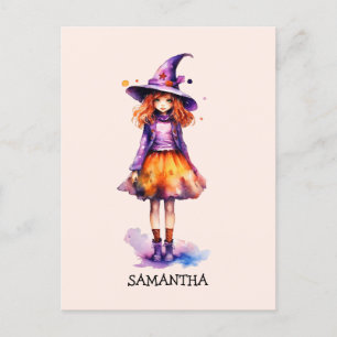 Cartão Postal Pastel Cute Witch Girl - Halloween Aestética (2)