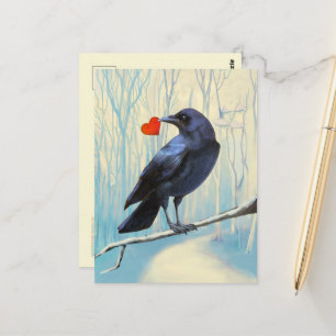 Cartão Postal Pastel de Amor de Corvo