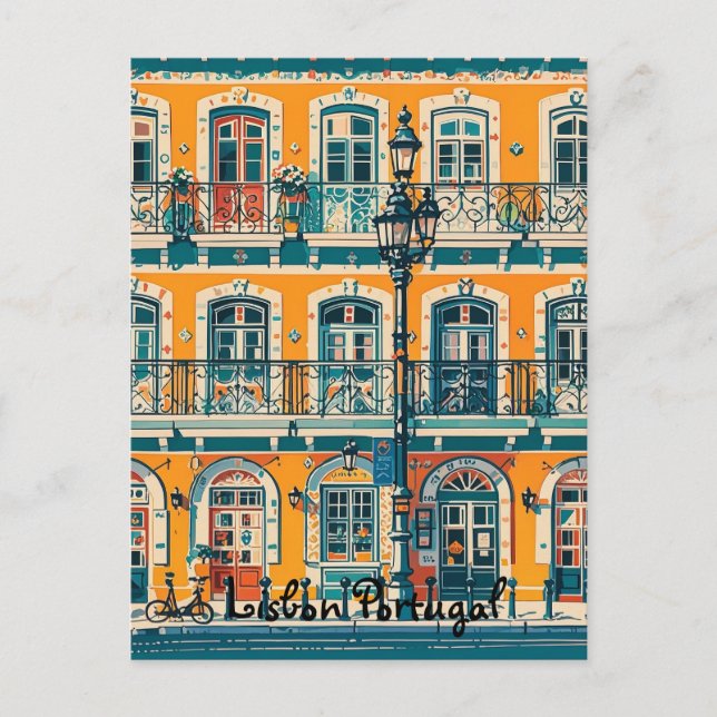 Cartão Postal Pastel de colheita de Lisboa Portugal (Frente)