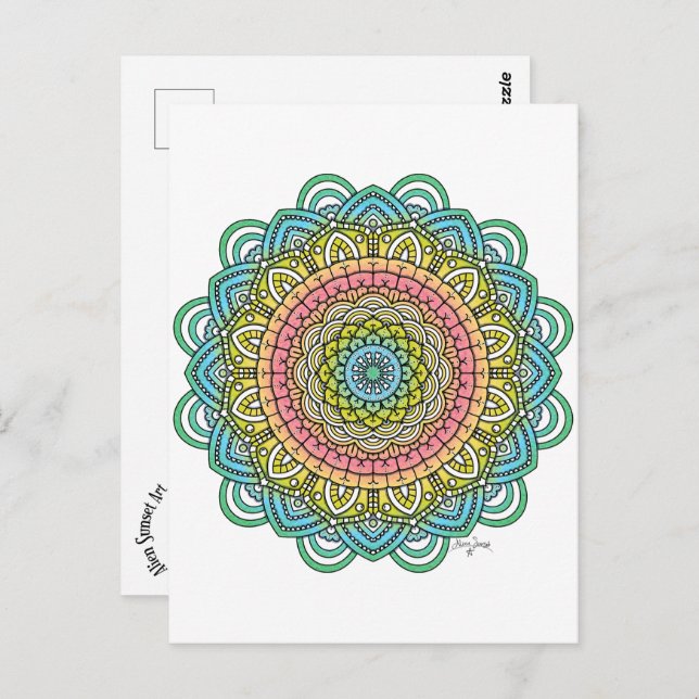Cartão Postal Pastel Defleur Mandala (Frente/Verso)