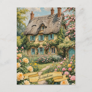 Cartão Postal Pastel English Cottage no campo