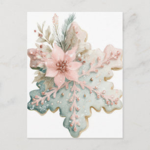 Cartão Postal Pastel Festivo e Elegante Floco de Neve de Natal