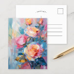 Cartão Postal Pastel Floral Modern Impressionista<br><div class="desc">Uma pintura impressionista moderna de rosas, criada com pinceladas texturizadas em cores pastéis macios. Os delicados tons de rosa, pêssego e azul se misturam harmoniosamente, enquanto as camadas texturizadas adicionam profundidade e dimensão à composição floral. Essa peça serena captura a beleza eterno dos rosas num estilo contemporâneo e expressivo, fazer-a...</div>