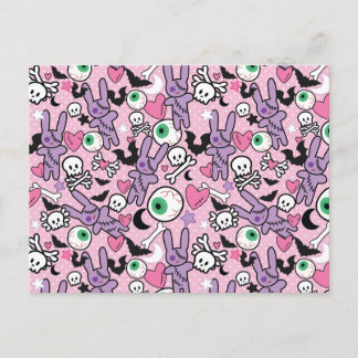 Cartão Postal Pastel Gótico Rockabilly Spooky Bunny