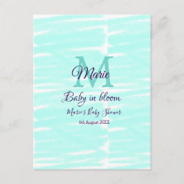 Cartão Postal Pastel green baby in bloom monogram baby shower te