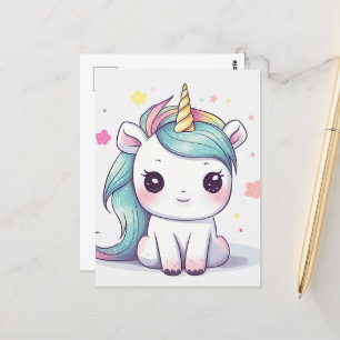 Cartão Postal Pastel Kawaii Unicorn, o mais adorável