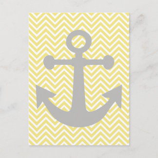 Cartão Postal Pastel Náutico Anchor Amarelo e Cinza por Lara Kul